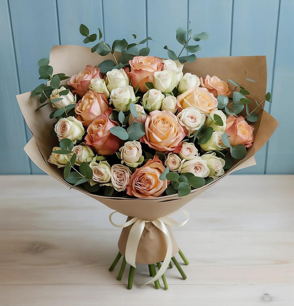 Букет цветов из: Альстромерии и Розы в Богучаре