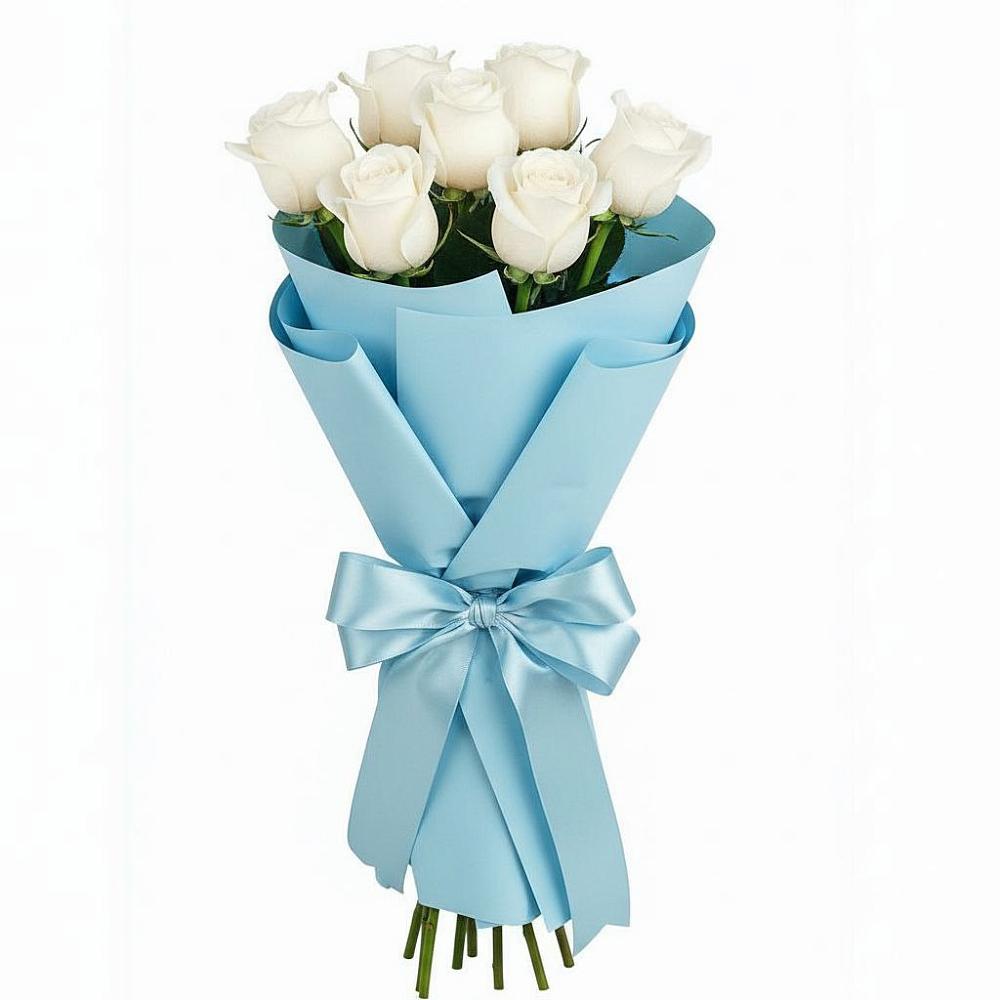 Букет 7 белых роз Проуд в Богучаре