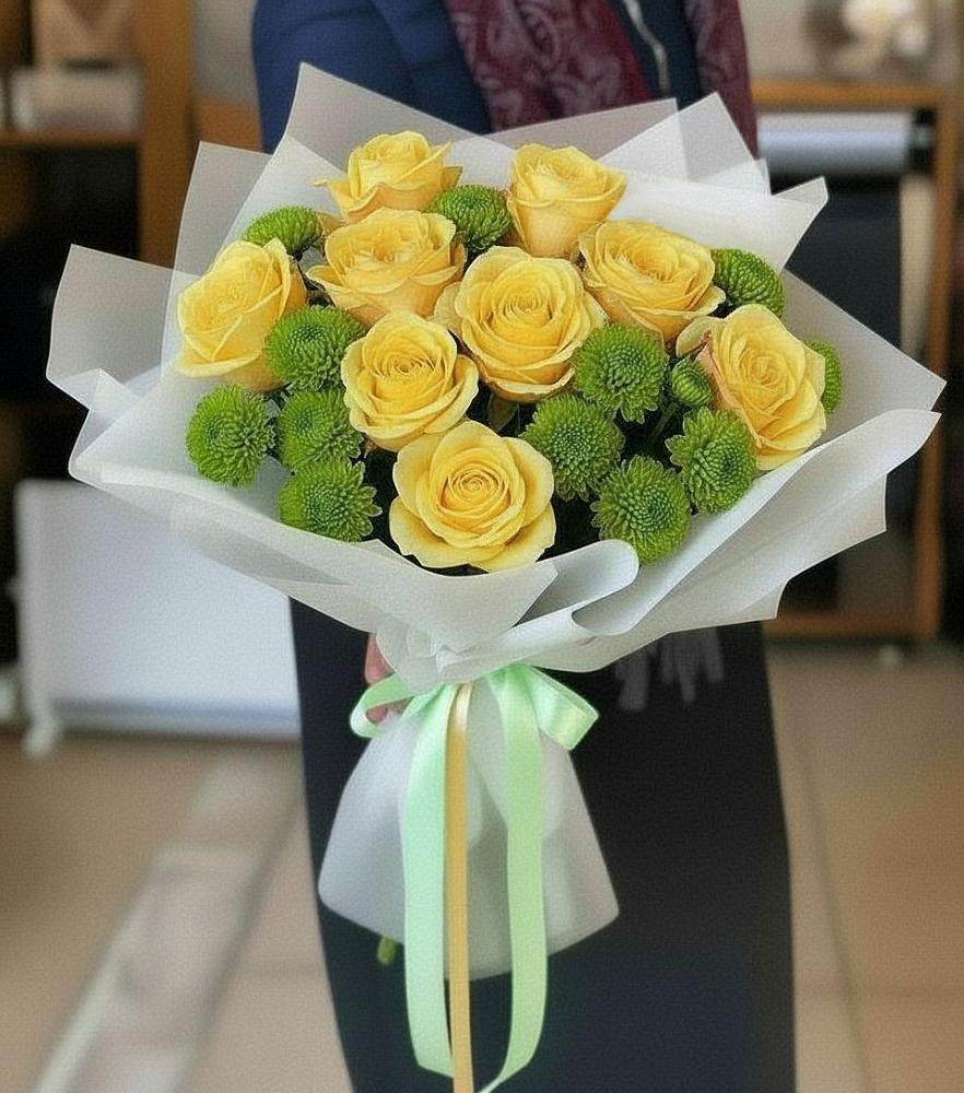 Букет цветов из: Хризантемы и Розы в Богучаре