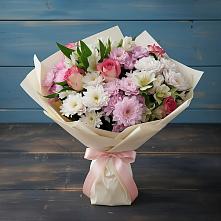 Букет цветов из:  Хризантемы, Альстромерии и Розы в Богучаре