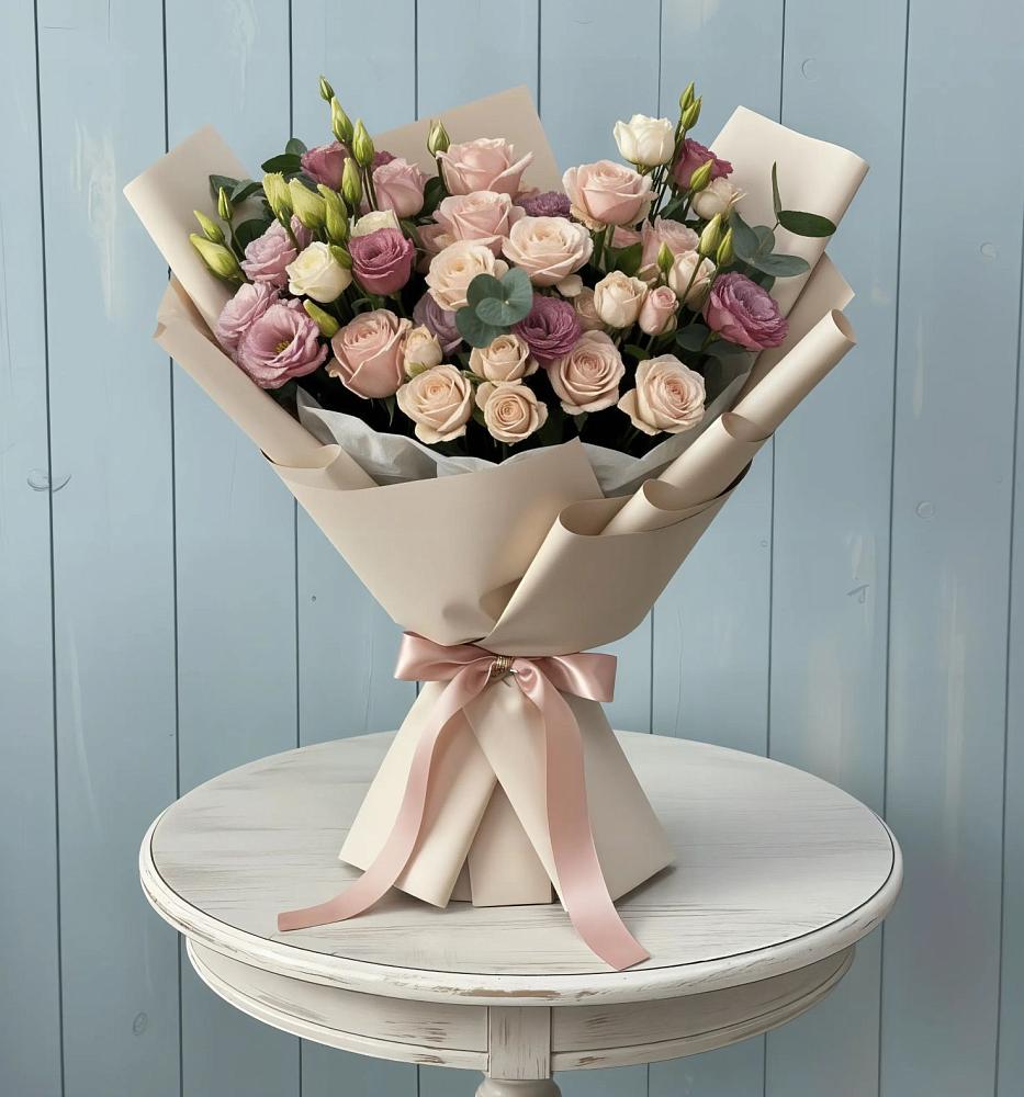 Букет цветов из: Розы и Лизиантусы в Богучаре